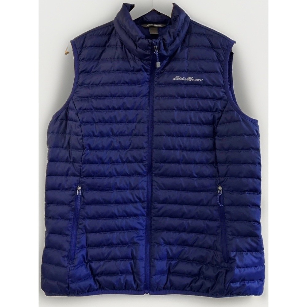 Women's Eddie Bauer Microlight 650 Goose Down Puffer Vest Zip Pockets Sz Large